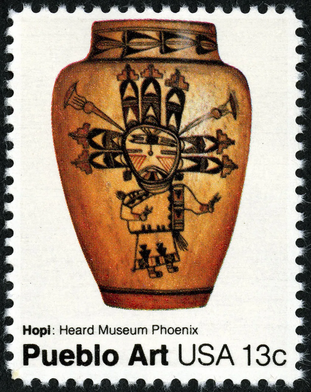 Pueblo Pottery Hopi Pot 13c 1977 issue U.S. stamp
