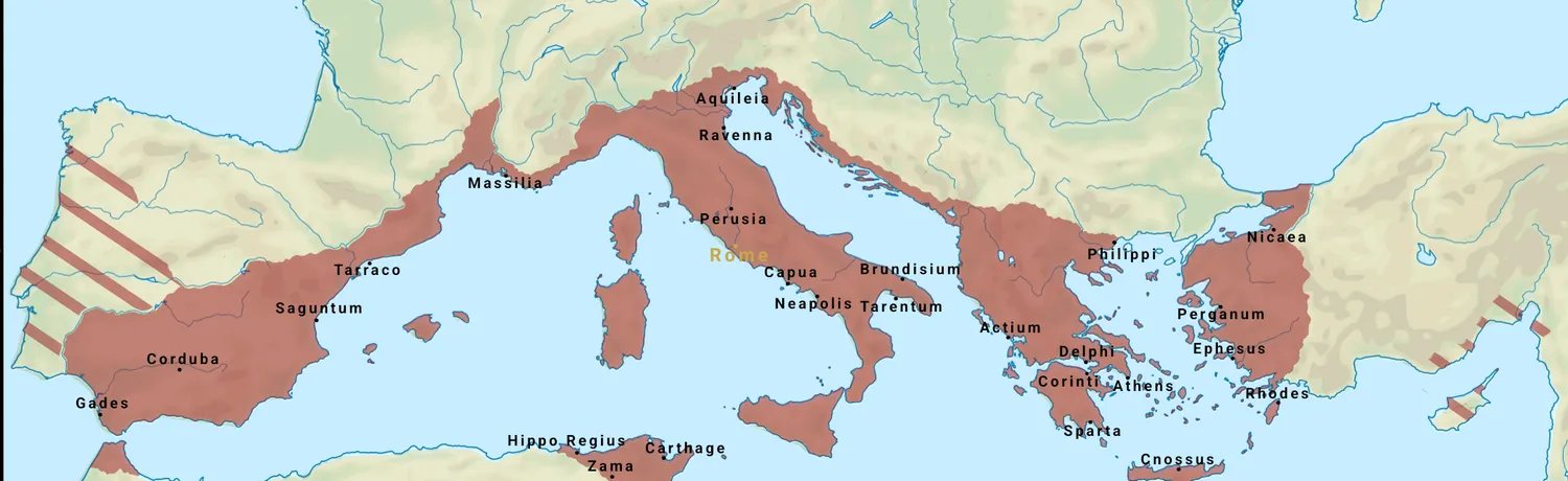 Roman Republic and its cities in 100 BC