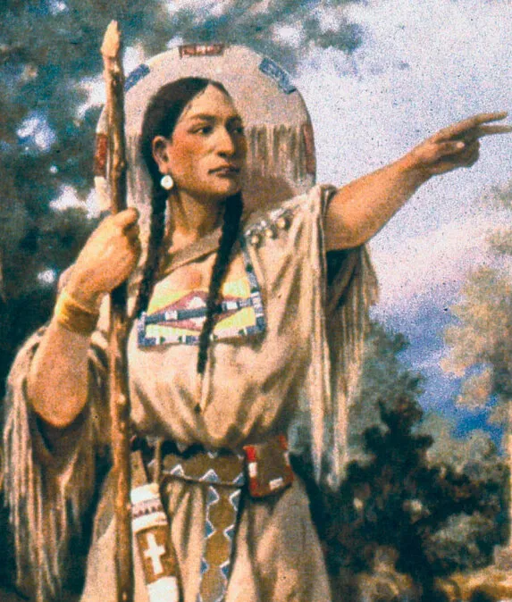 Sacagawea Detail Lewis & Clark at Three Forks (cropped)
