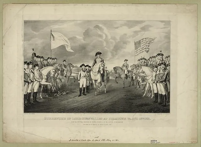 Surrender of Lord Cornwallis at Yorktown Va. Oct. 19th. 1781