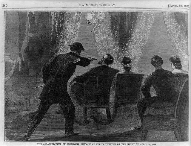 The Assassination of President Lincoln at Ford's theatre on the night of April 14, 1865
