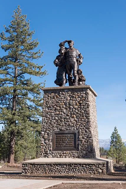 The Donner Party memorial in Truckee, an unincorporated town in Nevada County, California, a few miles north of Lake Tahoe