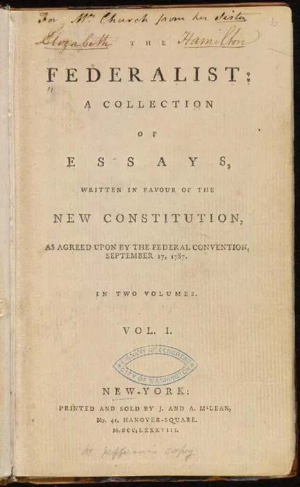 The Federalist (1st ed, 1788, vol I, title page) - 02