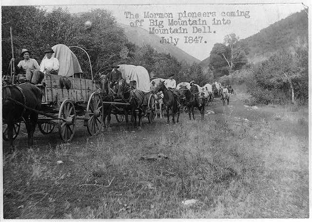 The Mormon pioneers coming off Big Mountain into Mountain dell. July 1847