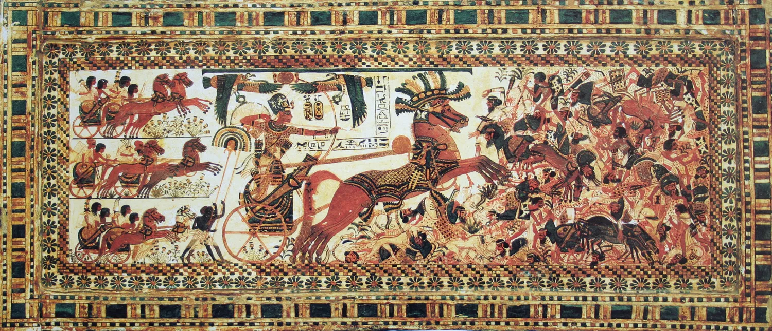 The Pharaoh Tutankhamun destroying his enemies