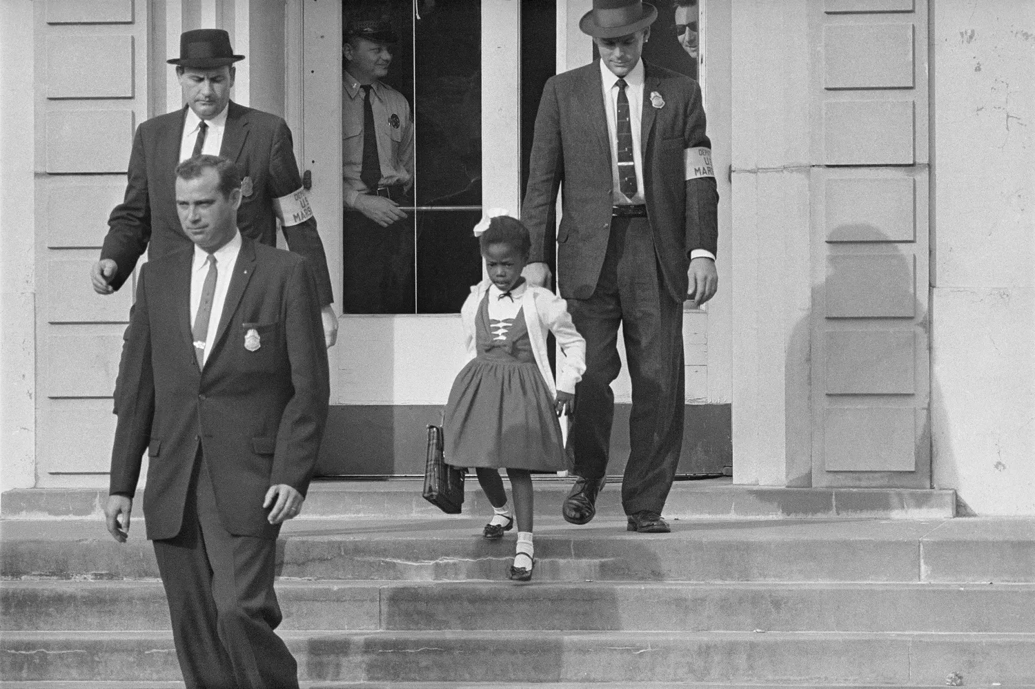 US Marshals with Young Ruby Bridges on School Steps - Original.jpg