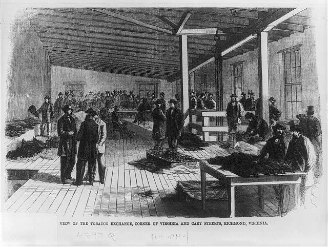 View of the tobacco exchange, corner of Virginia and Cary Streets, Richmond, Virginia