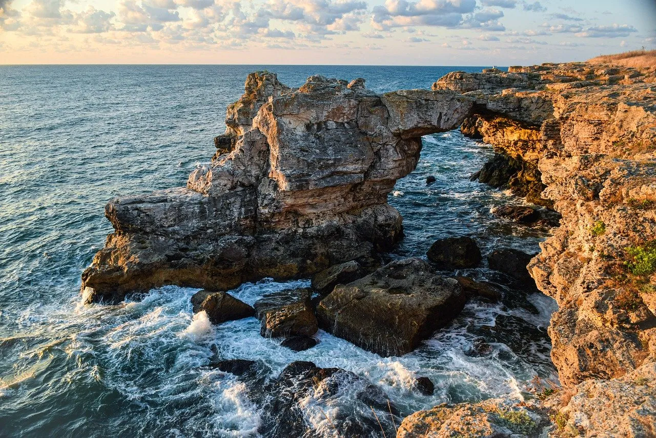 cliffs, bulgaria, sea, sunrise, nature, waves, tyulenovo, ocean