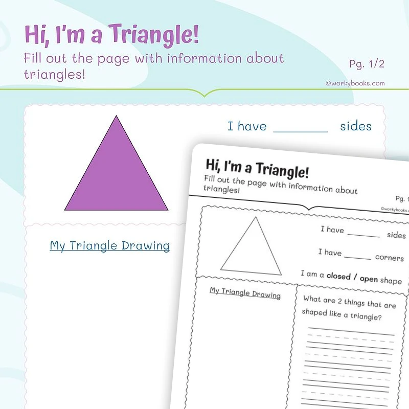 Hi, I'm a Triangle Shape — math worksheet for Grade 1, page 1 of 3