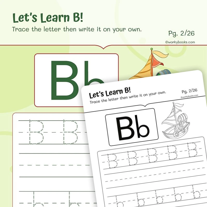 Alphabet B — ela worksheet for Grade K, Grade 1, page 1 of 3