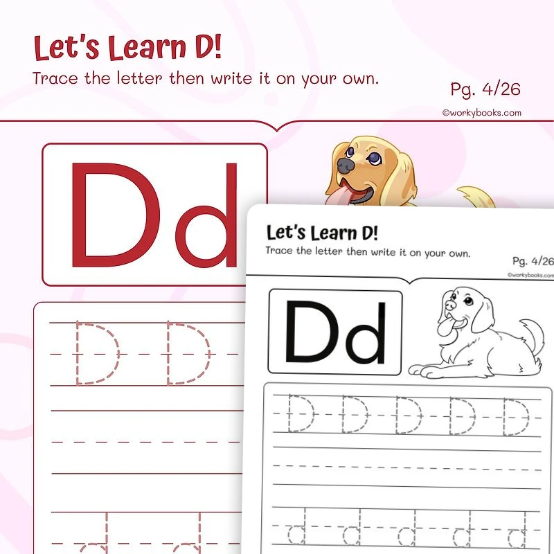 Alphabet D — ela worksheet for Grade K, Grade 1, page 1 of 3