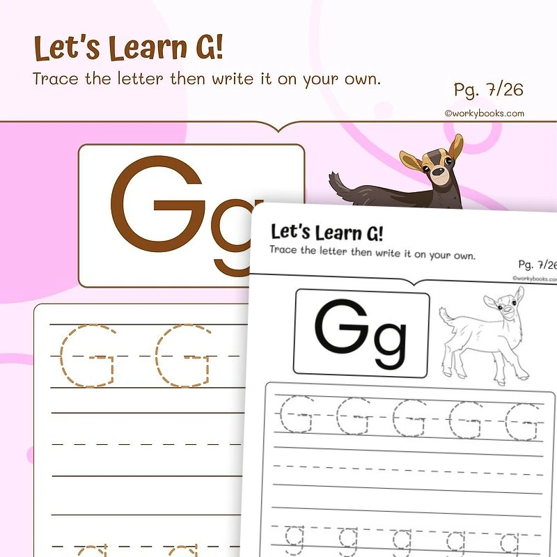 Alphabet G — ela worksheet for Grade K, Grade 1, page 1 of 3