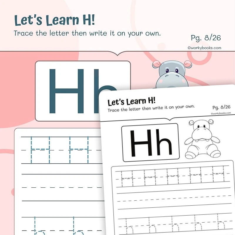 Alphabet H — ela worksheet for Grade K, Grade 1, page 1 of 3