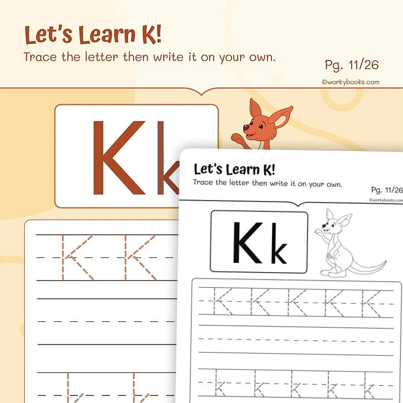 Alphabet K — ela worksheet for Grade K, Grade 1, page 1 of 3