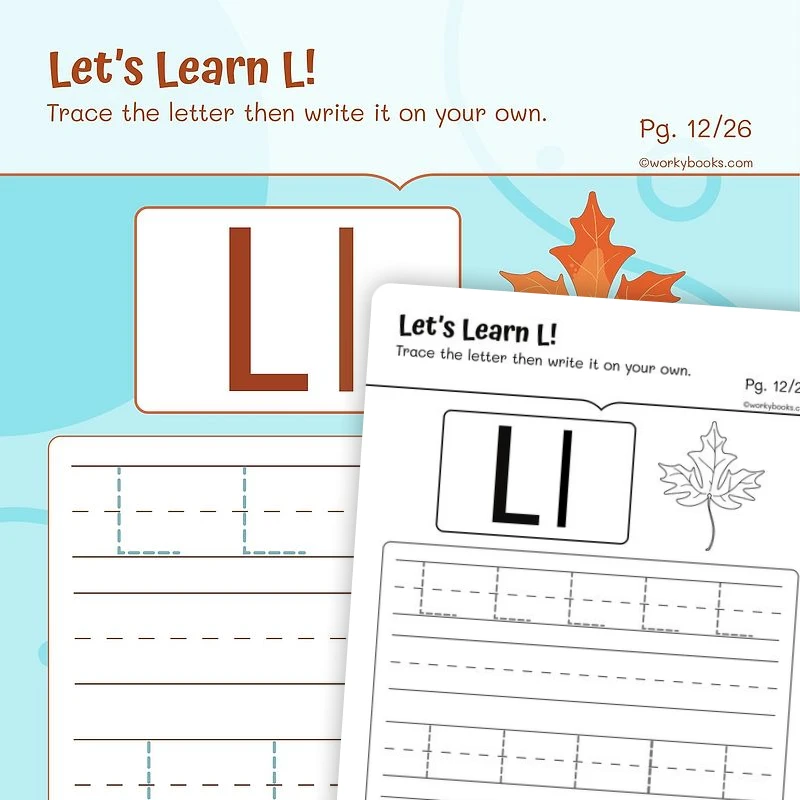 Alphabet L — ela worksheet for Grade K, Grade 1, page 1 of 3