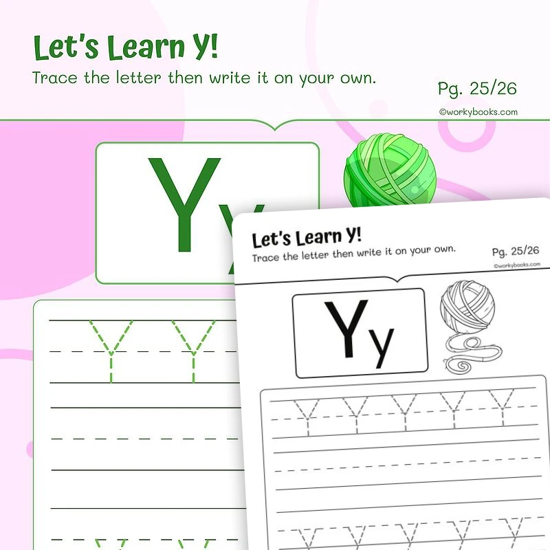 Alphabet Y — ela worksheet for Grade K, Grade 1, page 1 of 3