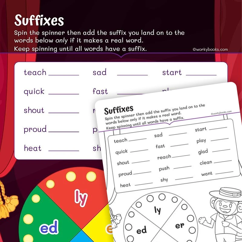 Grade 1 Suffix Words — ela worksheet for Grade 1, page 1 of 3