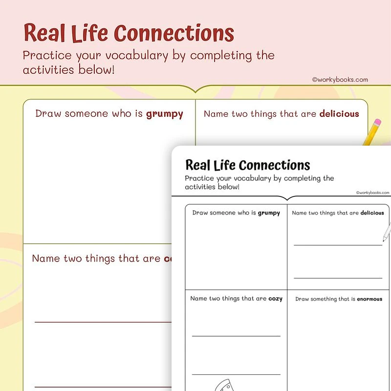 Real Life Connections—Vocabulary Practice — ela worksheet for Grade 1, page 1 of 3