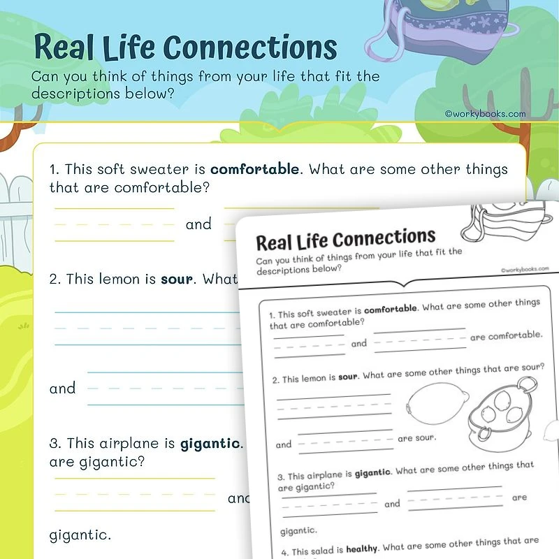 Vocabulary—Real Life Connections — ela worksheet for Grade 1, page 1 of 3