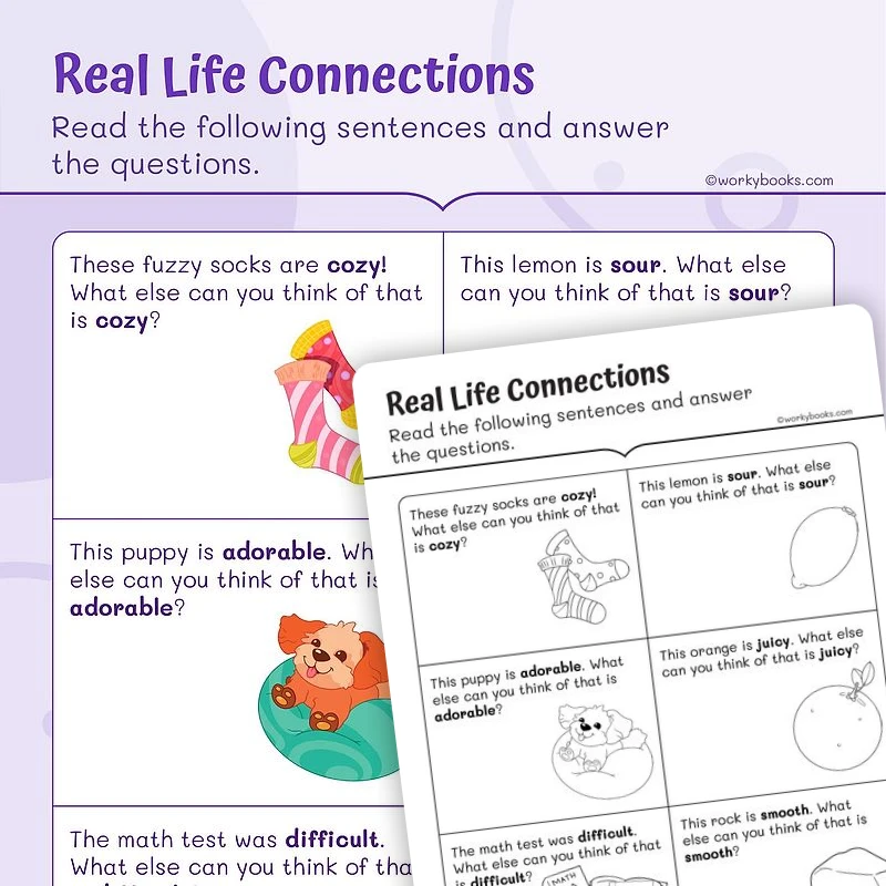Real Life Connections—Vocabulary — ela worksheet for Grade 1, page 1 of 3