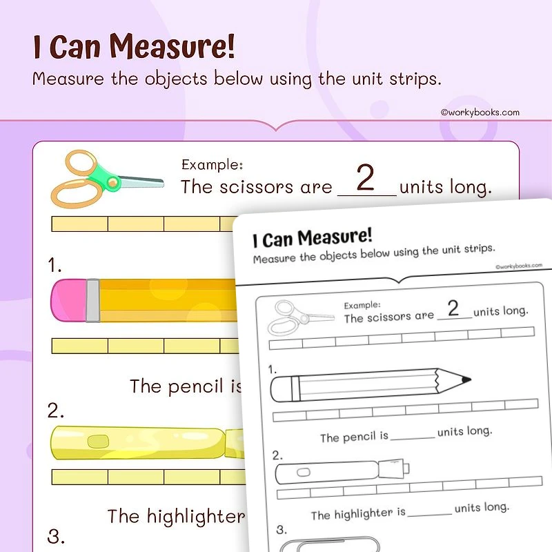 I Can Measure Objects — math worksheet for Grade 1, page 1 of 3
