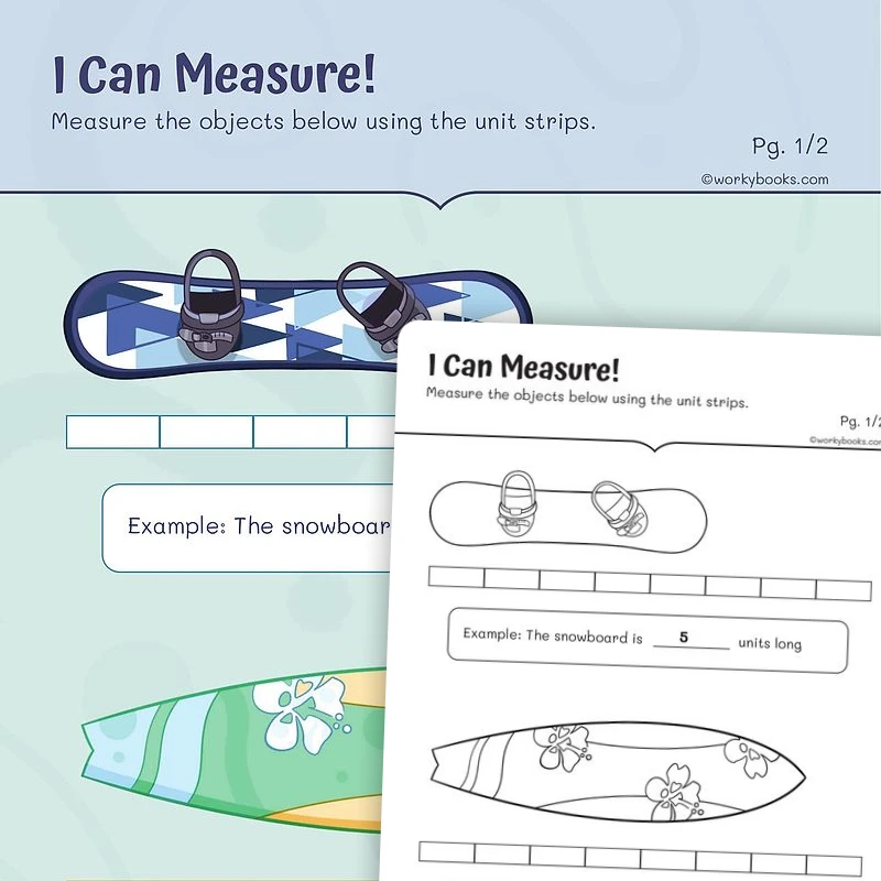 Measuring Objects — math worksheet for Grade 1, page 1 of 3