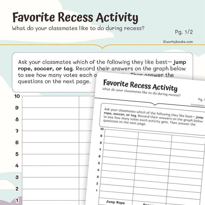 Represent and interpret Data — math worksheet for Grade 1, page 1 of 3