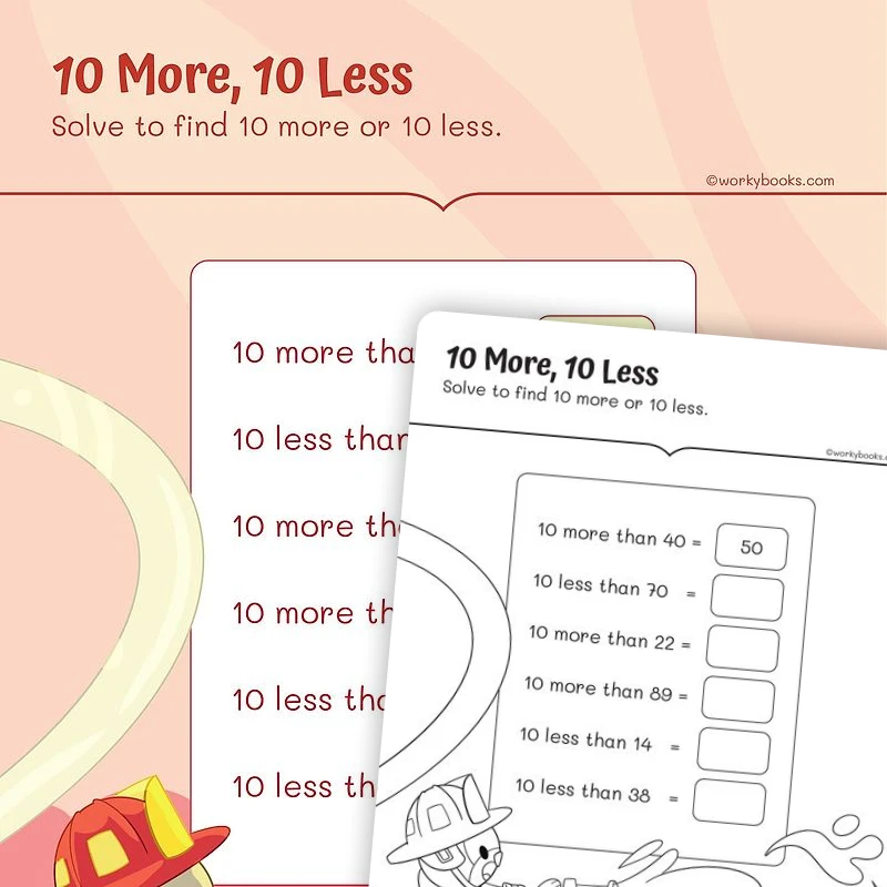 Skip counting by 10 — math worksheet for Grade 1, page 1 of 3