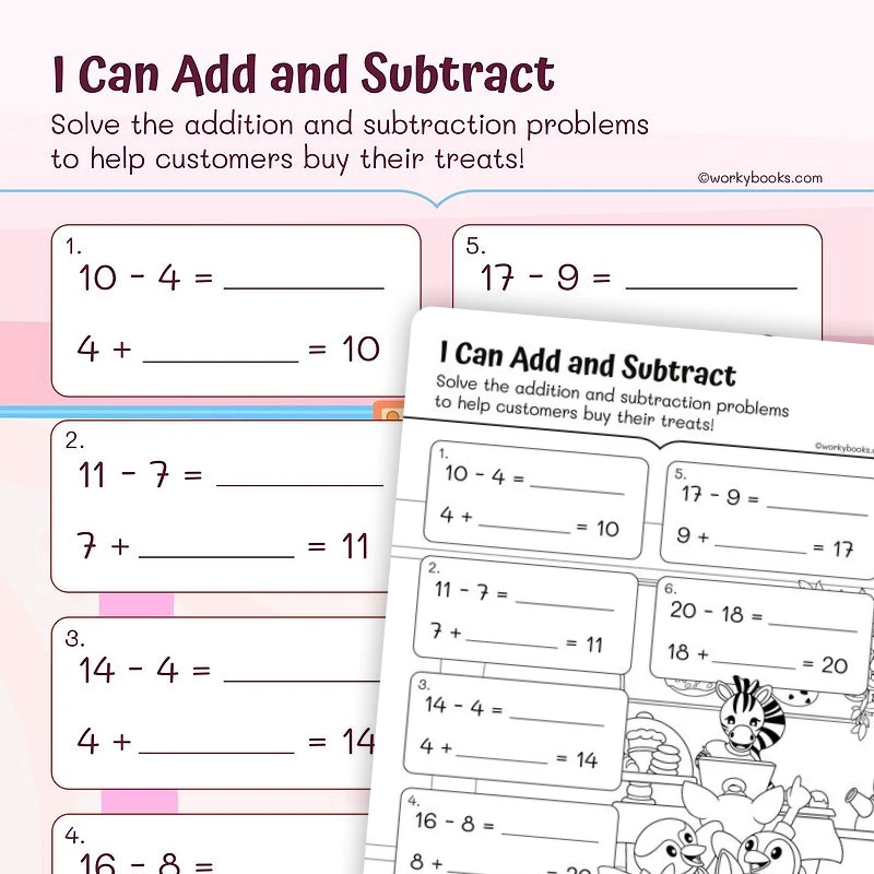 I Can Add and Subtract — math worksheet for Grade 1, page 1 of 3