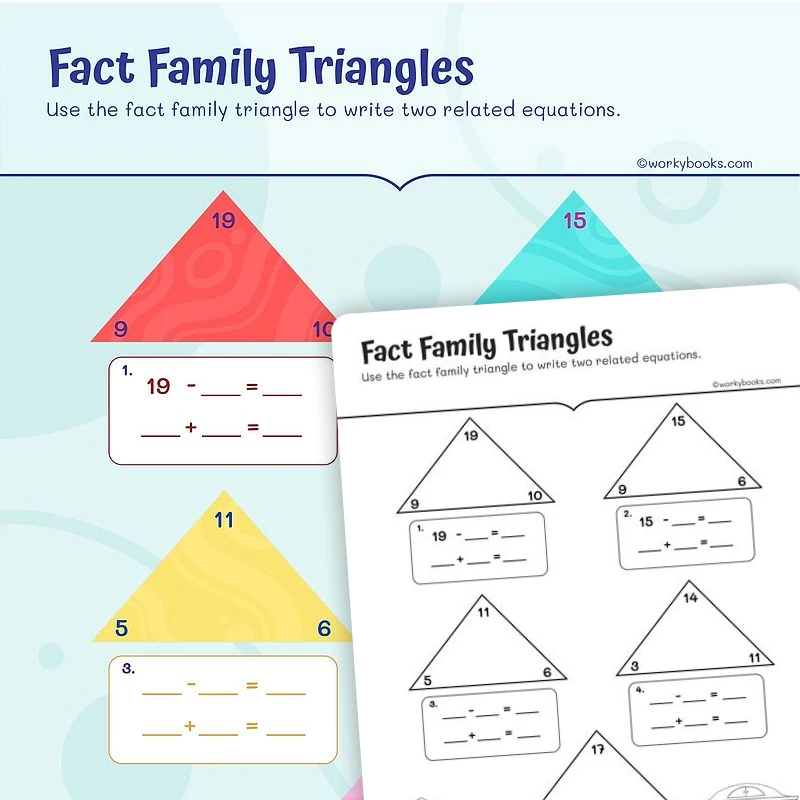 Fact Family — math worksheet for Grade 1, page 1 of 3