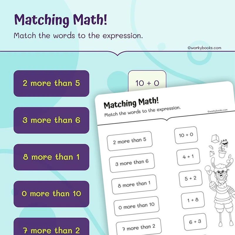Matching Math! — math worksheet for Grade 1, page 1 of 3
