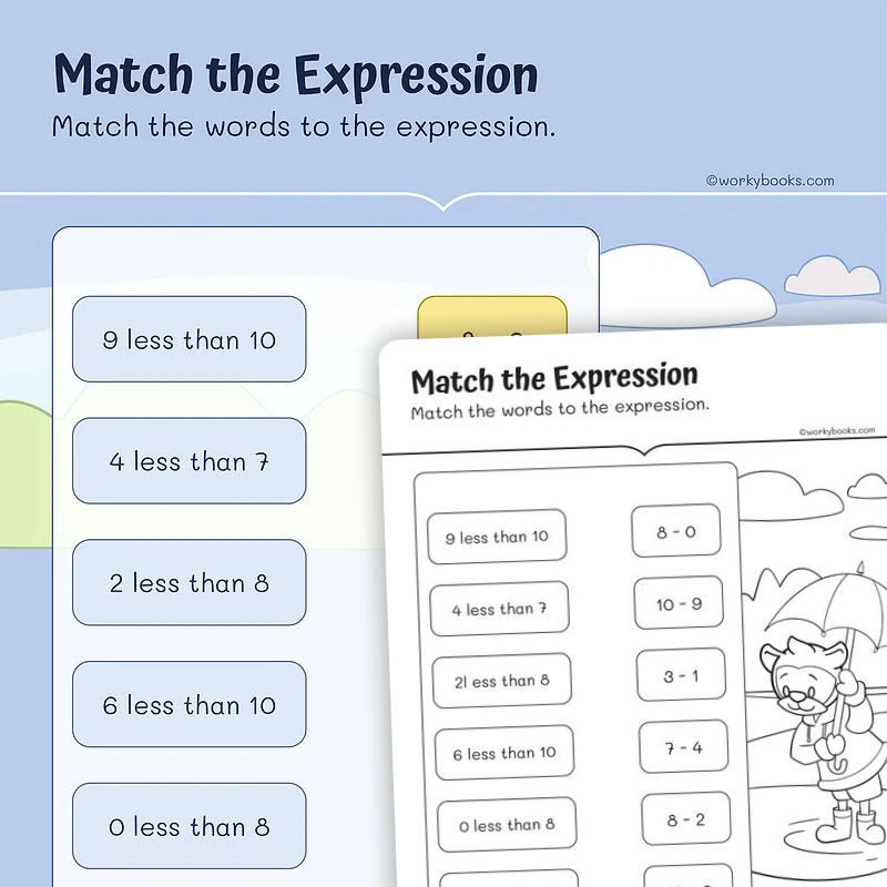 Match the Expression — math worksheet for Grade 1, page 1 of 3