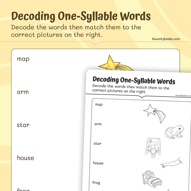Decoding One—Syllable Words — ela worksheet for Grade 1, page 1 of 1