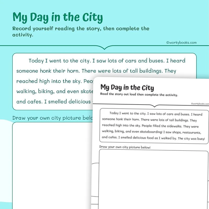 My Day in the City
— ela worksheet for Grade 1, page 1 of 3