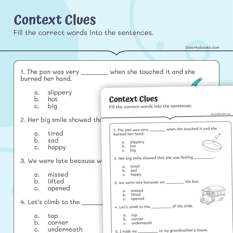 Context Clues — ela worksheet for Grade 1, page 1 of 3