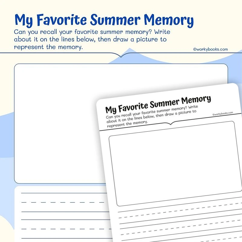 Writing Narratives My Favorite Summer Memory — ela worksheet for Grade 1, page 1 of 3