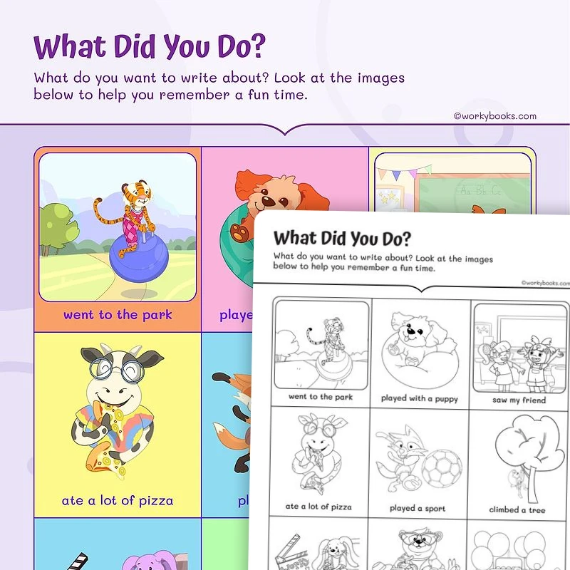 Writing Narratives What Did You Do? — ela worksheet for Grade 1, page 1 of 3
