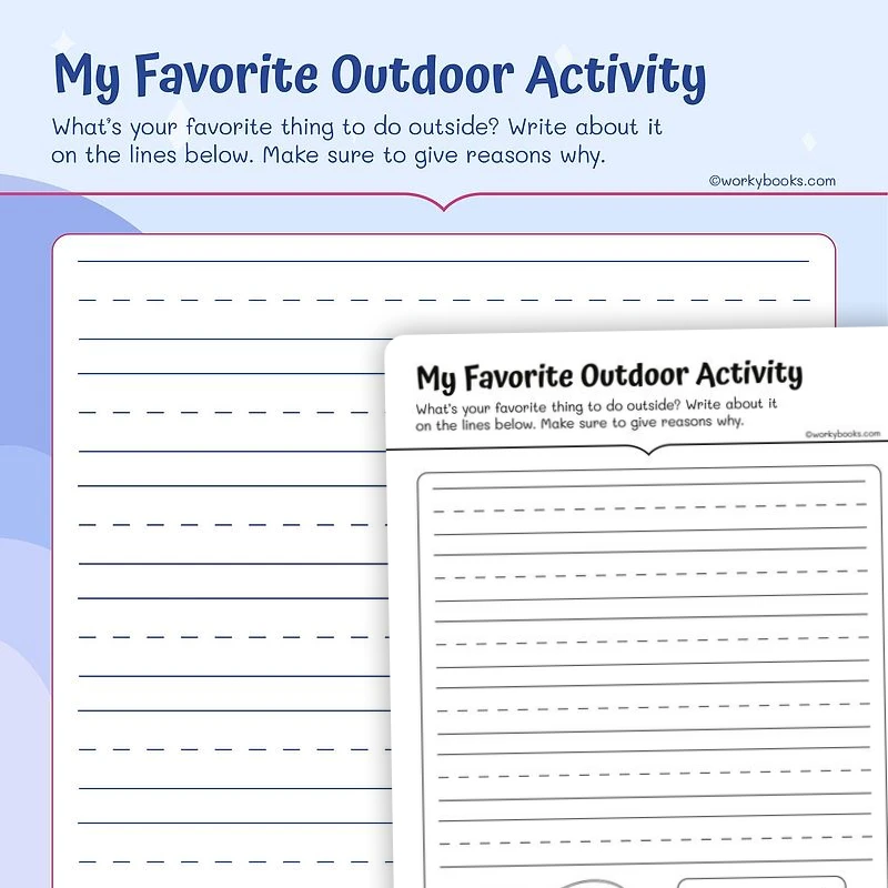 My Favorite Outdoor Activity — ela worksheet for Grade 1, page 1 of 3