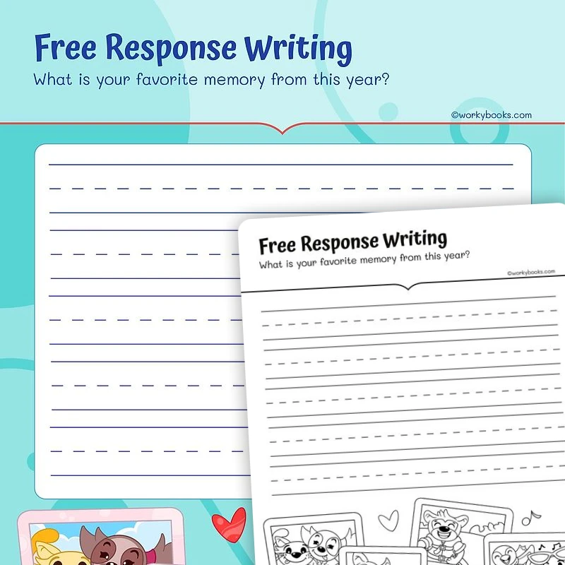 Free Response Writing— Best Memory — ela worksheet for Grade 1, Grade 2, page 1 of 3