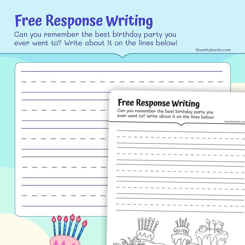 Free Response Writing — Best Birthday — ela worksheet for Grade 1, Grade 2, page 1 of 3