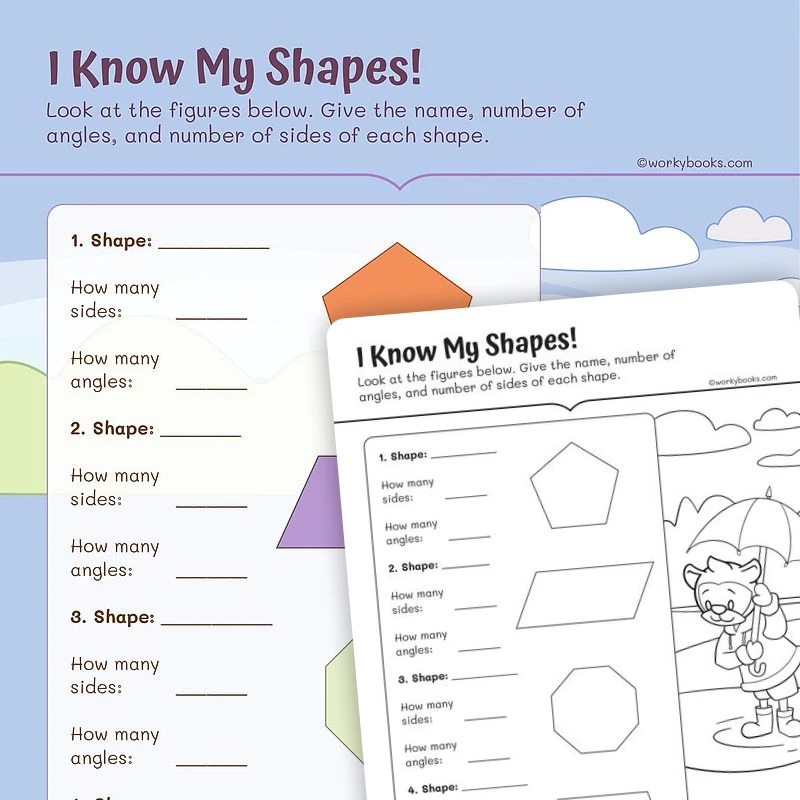 Second Grade Shapes Attributes — math worksheet for Grade 2, page 1 of 3
