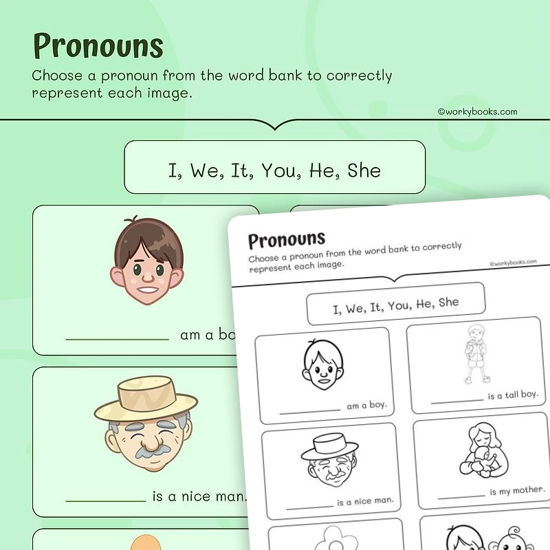 Pronouns — ela worksheet for Grade 2, page 1 of 3