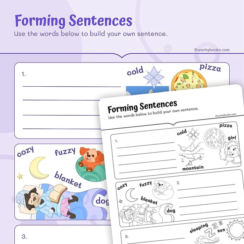 Forming Sentences — ela worksheet for Grade 2, page 1 of 3
