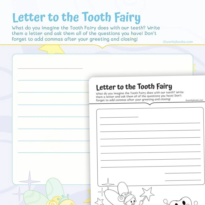 Letter to the Tooth Fairy — ela worksheet for Grade 2, page 1 of 3
