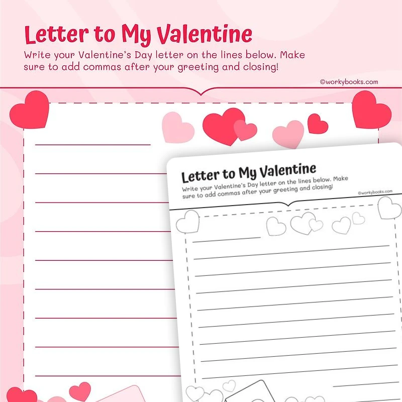 Letter to My Valentine — ela worksheet for Grade 2, page 1 of 3
