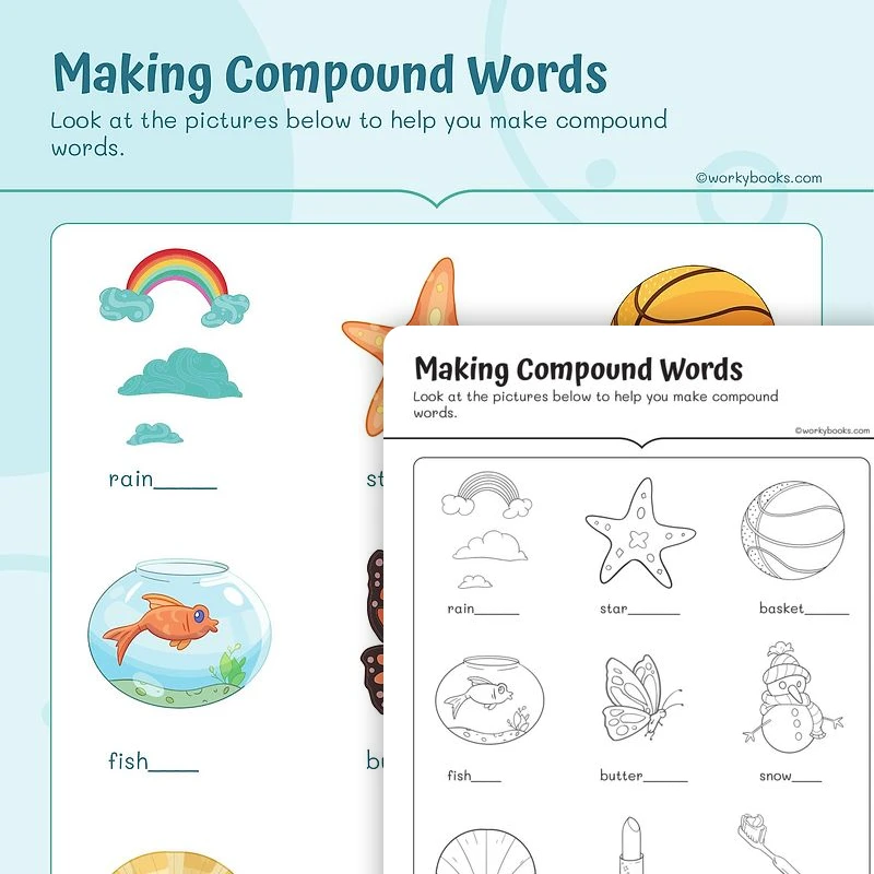 Making Compound Words — ela worksheet for Grade 2, page 1 of 3