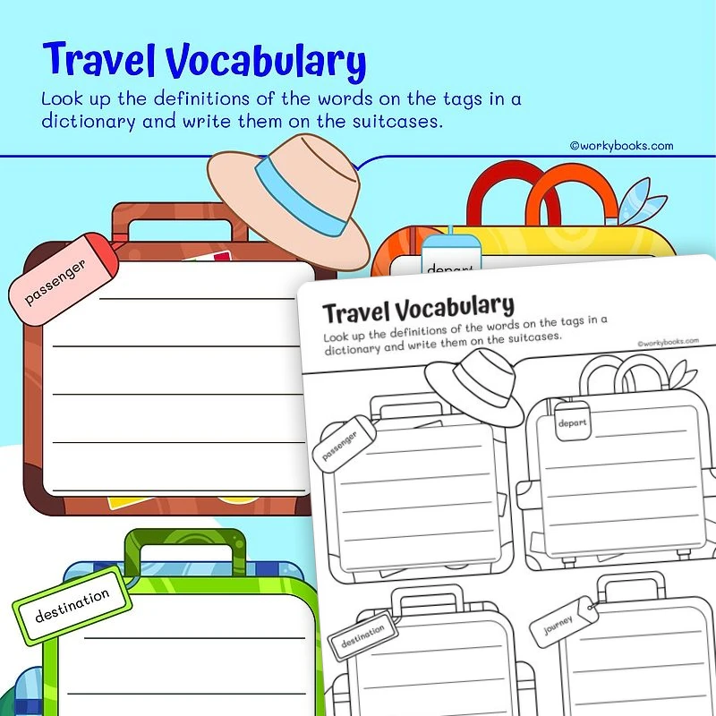 Travel Vocabulary — ela worksheet for Grade 2, page 1 of 3