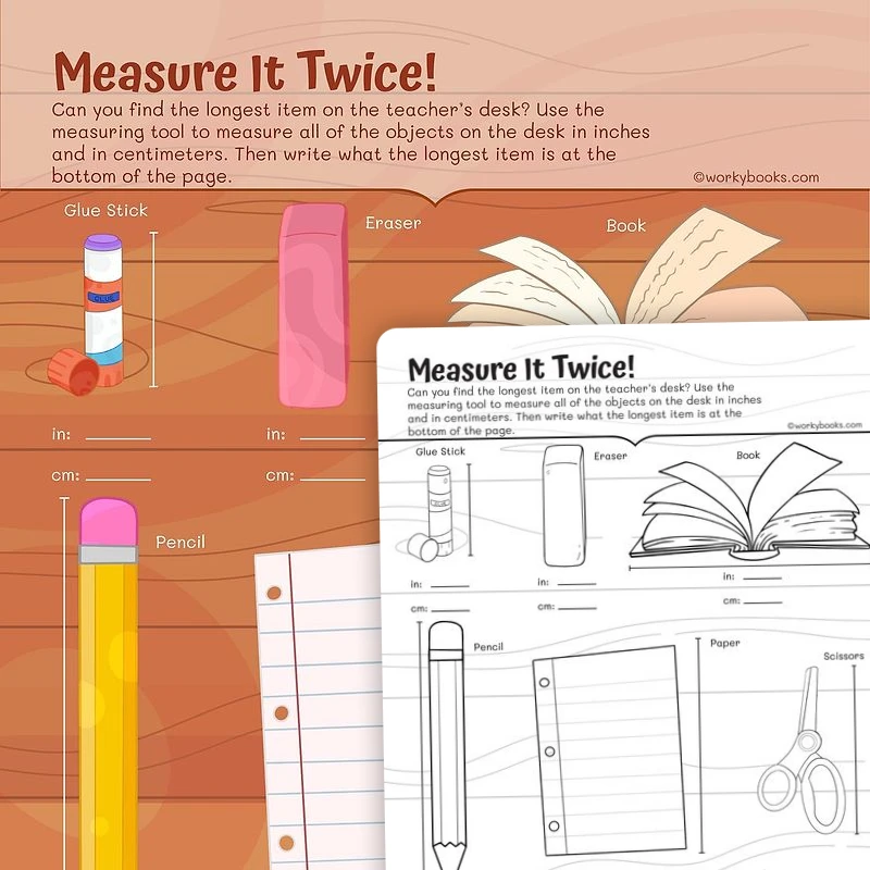 Measure It Twice! — math worksheet for Grade 2, page 1 of 3