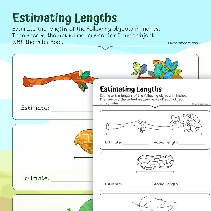 Measurement - Estimating Lengths — math worksheet for Grade 2, page 1 of 3