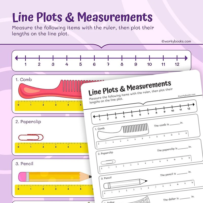 Line Plots & Measurements — math worksheet for Grade 2, page 1 of 3